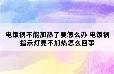 电饭锅不能加热了要怎么办 电饭锅指示灯亮不加热怎么回事